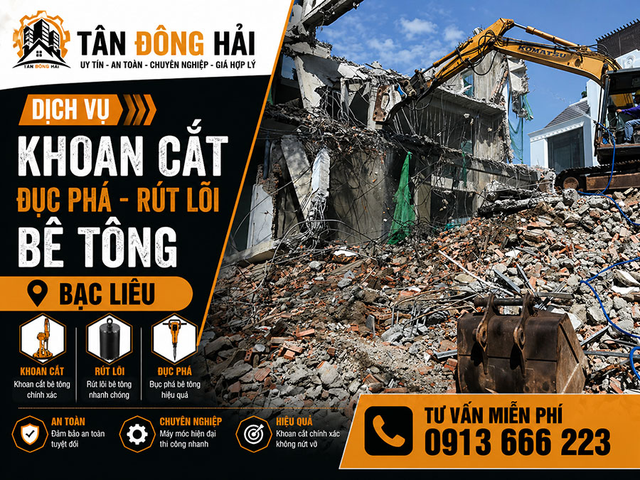 Khoan cắt bê tông tại Bạc Liêu