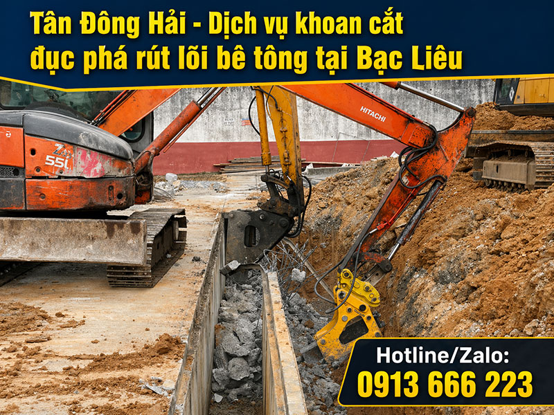 Khoan cắt đục phá bê tông tại Bạc Liêu