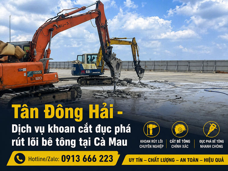 Khoan cắt đục phá bê tông tại cà mau