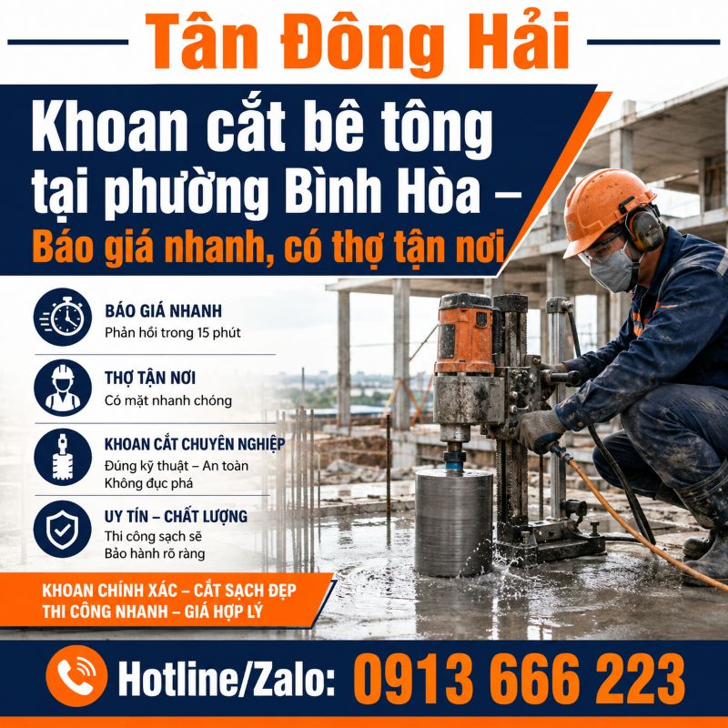 Khoan cắt bê tông tại phường Bình Hòa Bình Dương