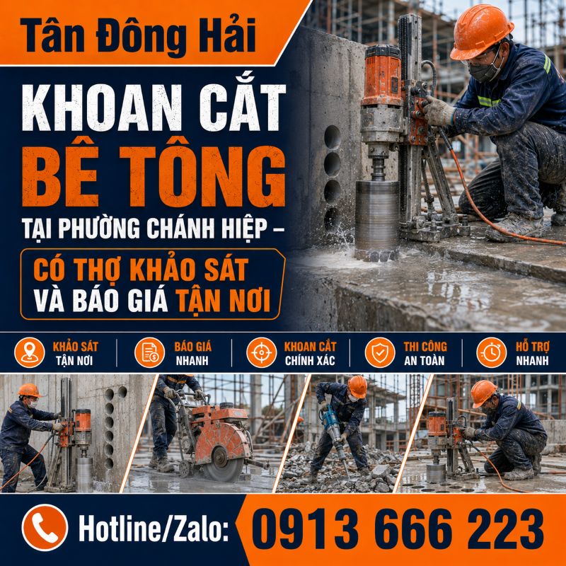 Khoan cắt bê tông tại phường Chánh Hiệp