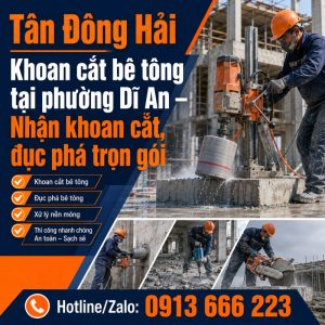 Khoan cắt bê tông tại phường Dĩ An Bình Dương