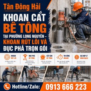 Khoan cắt bê tông tại phường Long Nguyên