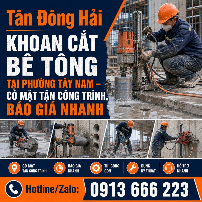 Khoan cắt bê tông tại phường Tây Nam