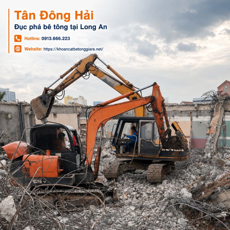 Đục phá bê tông giá rẻ tại Long An