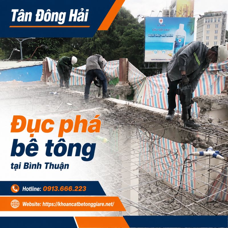Đục phá bê tông tại Bình Thuận
