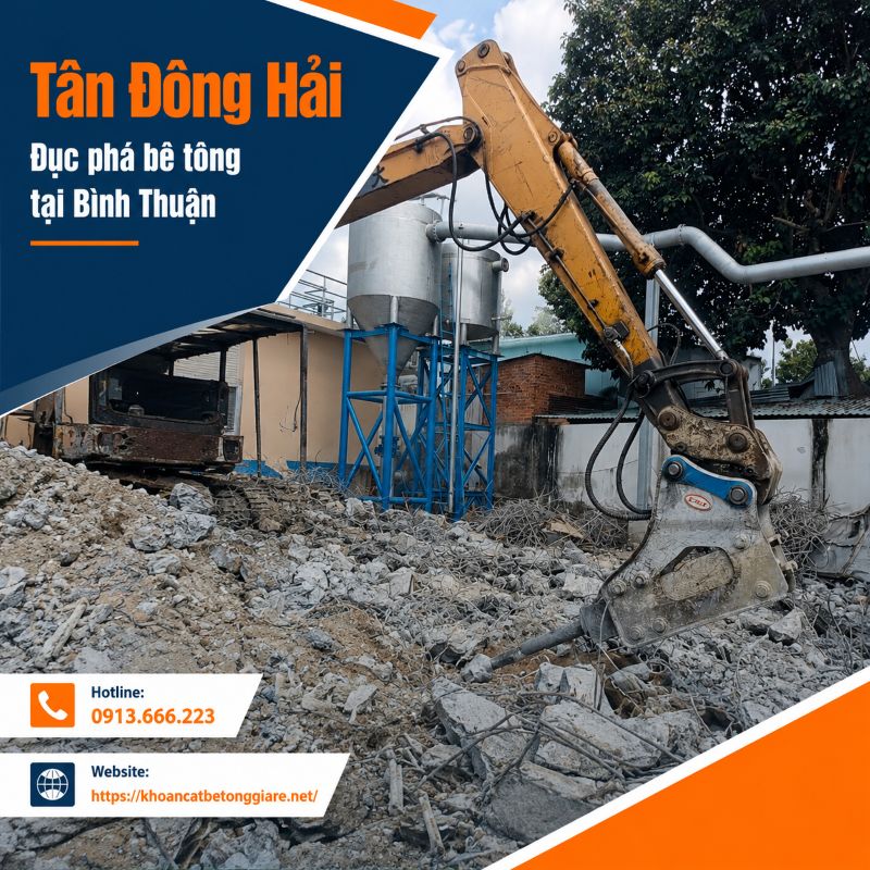Đục phá bê tông tại Bình Thuận