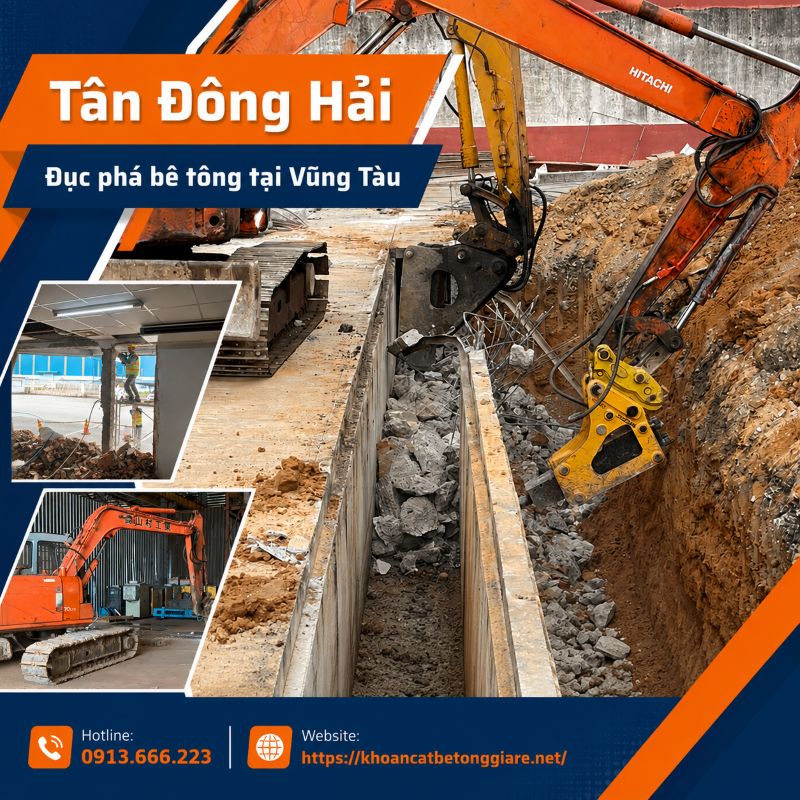 Đục phá bê tông tại Vũng Tàu chuyên nghiệp, báo giá theo hiện trạng