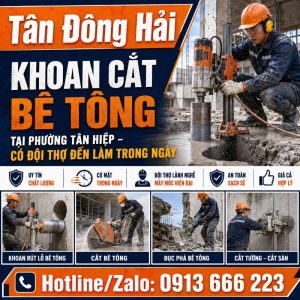 Khoan cắt bê tông tại phường Tân Hiệp