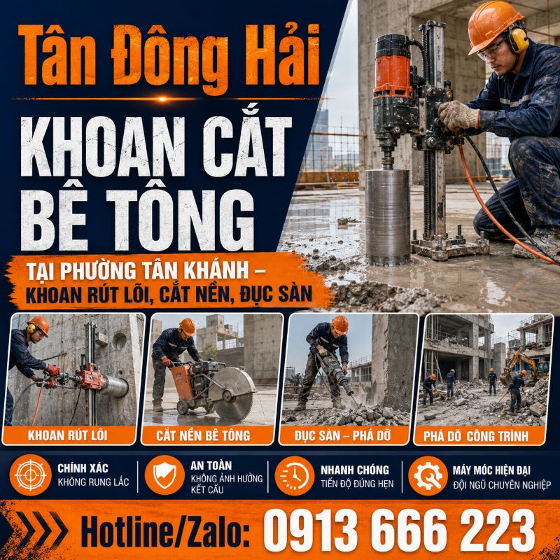 Khoan cắt bê tông tại phường Tân Khánh