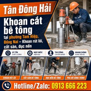 Khoan cắt bê tông tại phường Tam Hiệp